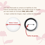Pines Personalizados Plateado 55mm Diseño Incluido | Ideal Souvenirs