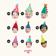 Tatuajes Temporales para Cumpleaños x30 | Carita + Bonete con Fondo Transparente