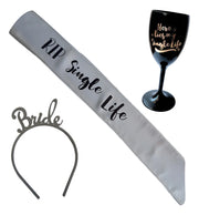 Kit Novia Bride para Despedida de Soltera | Vincha + Copa + Banda