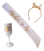 Kit Novia Bride para Despedida de Soltera | Vincha + Copa + Banda