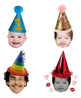 Tatuajes Temporales para Cumpleaños x30 | Carita + Bonete con Fondo Transparente