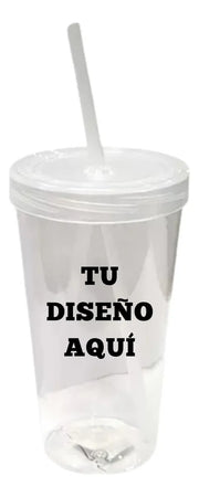 Vasos Personalizados con Sorbete y Tapa Rosca x15 | Souvenir
