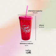 Vasos Souvenir Despedida de Soltera | Tapa a Rosca + Sorbete – Cristal y Fucsia