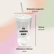Vasos Personalizados con Sorbete y Tapa Rosca x15 | Souvenir