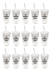 Vasos Personalizados con Sorbete y Tapa Rosca x15 | Souvenir